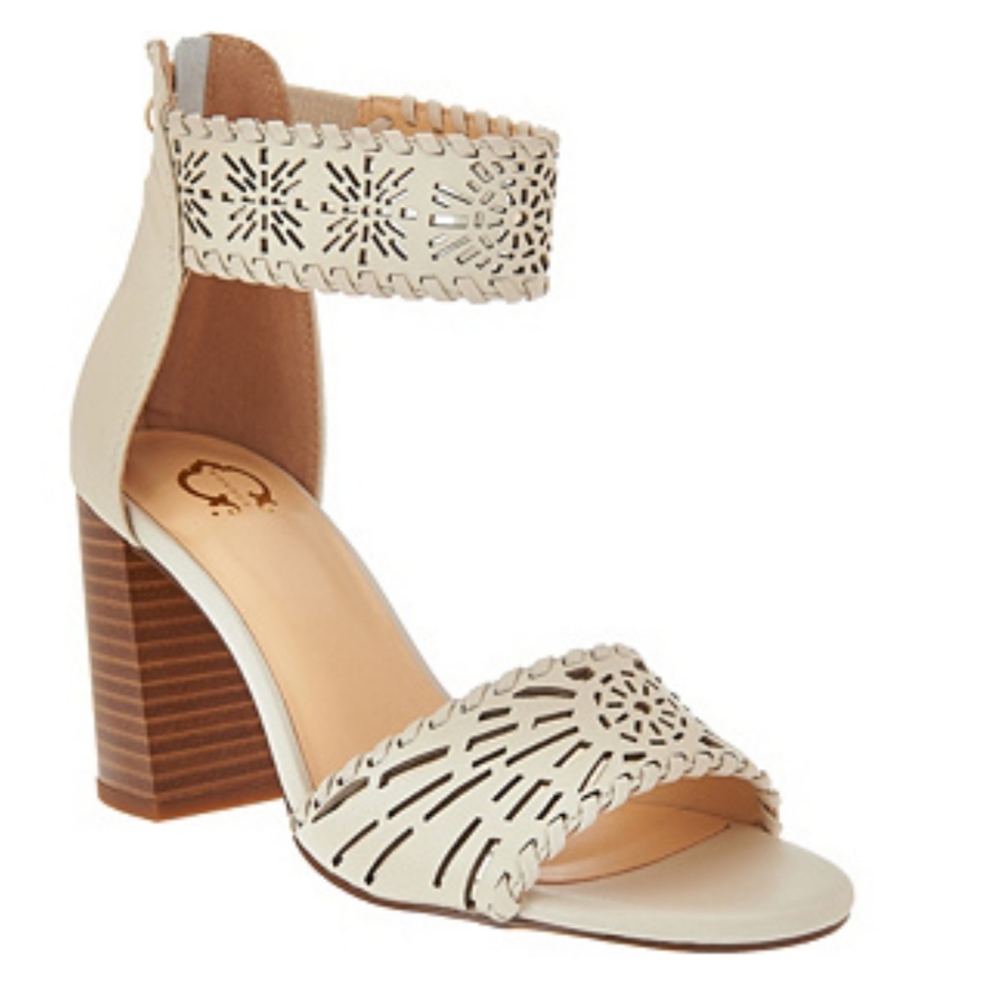 Leather Cutout Design Sandals C. Wonder Cream